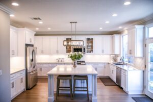 A functional and aesthetically pleasing remodelled kitchen.