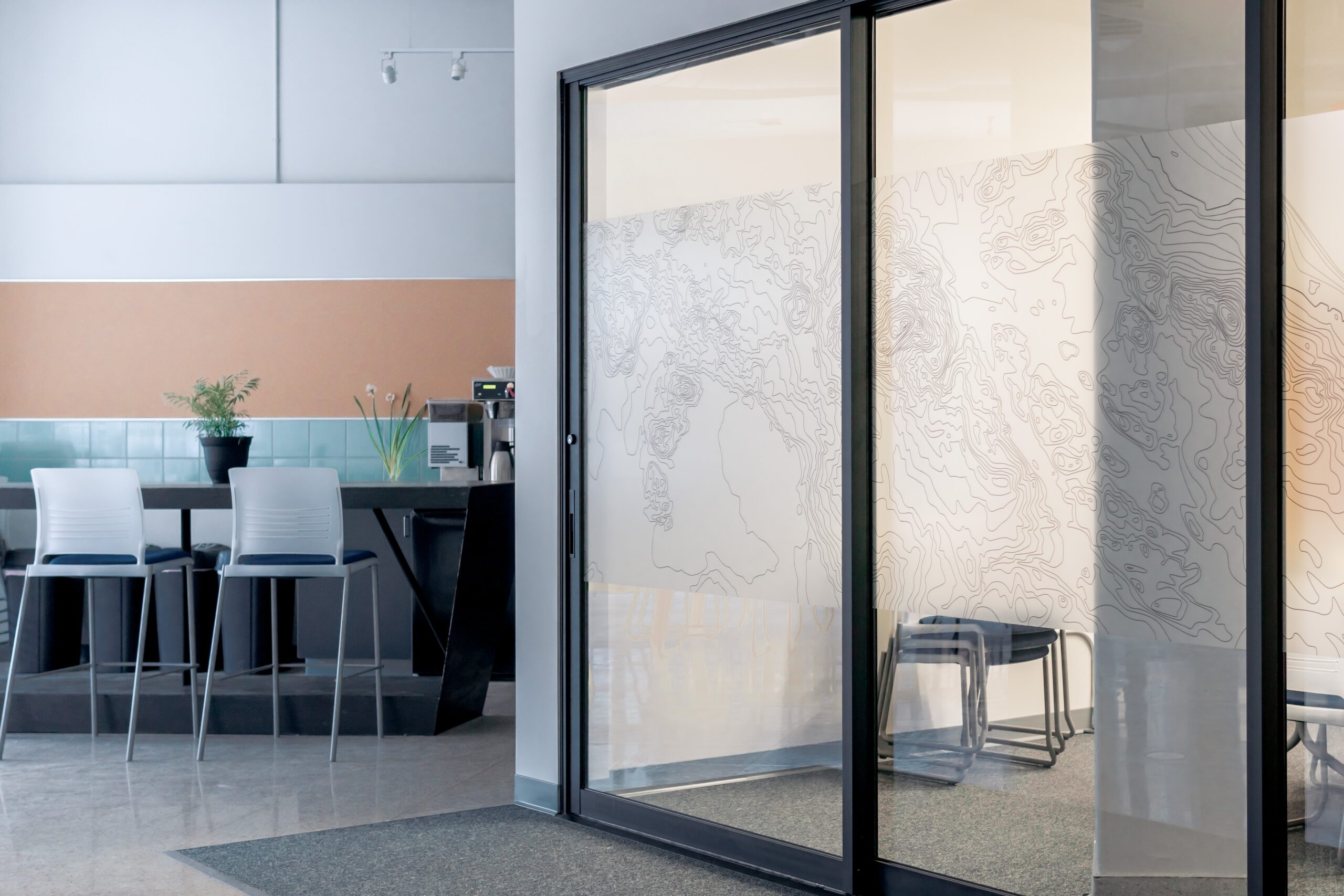 An automatic door helpful with sensory functioning for improved accessibility. 