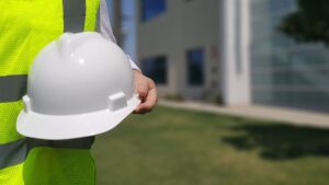 A person holding Safety Helmet